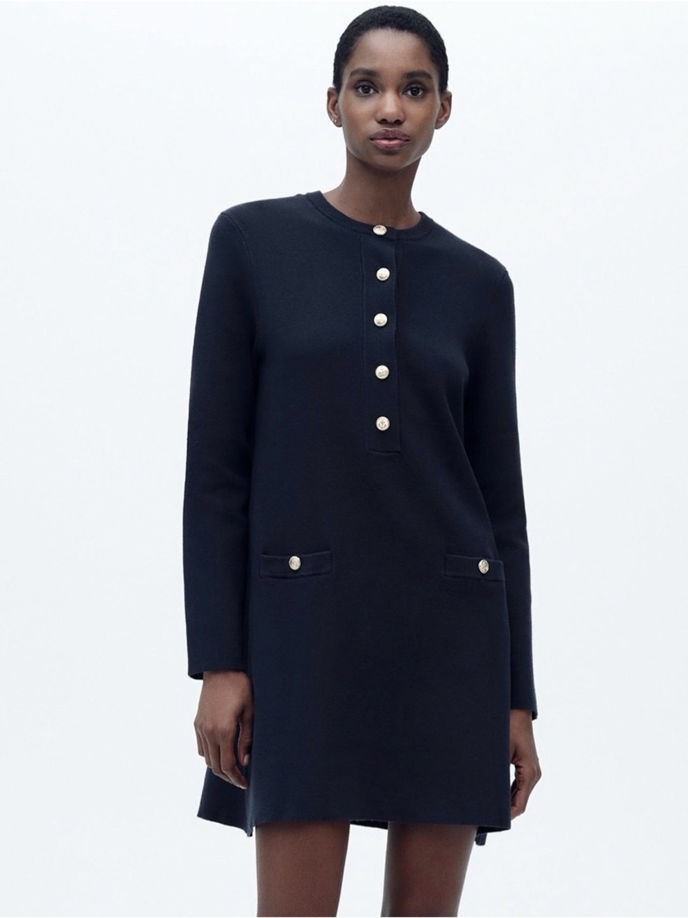 Zara Navy Plain Knit Mini Dress Size Medium